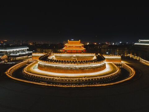 凉山西昌建昌古城航拍夜景全景