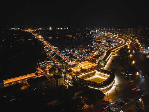 凉山西昌建昌古城夜景航拍