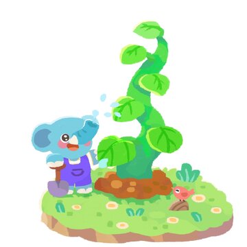 卡通動物春天植樹節(jié)免扣元素
