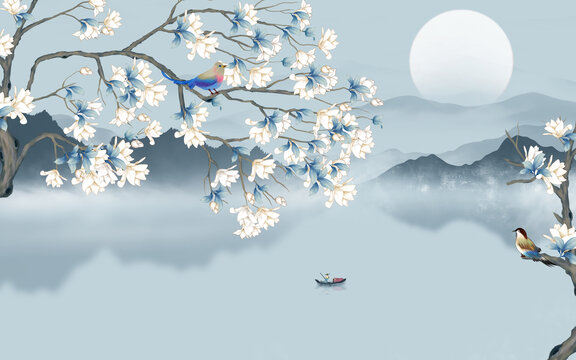 玉蘭花酒店山水花鳥