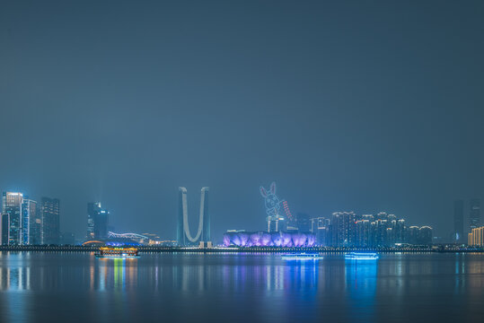 杭州亚运奥体中心夜景