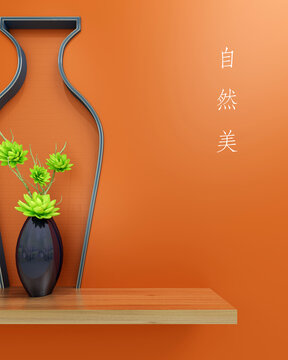 中式橙紅色展臺(tái)產(chǎn)品拍攝背景