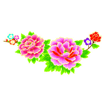 彩色牡丹花