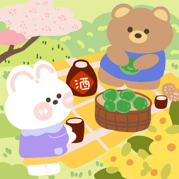 清明二十四節(jié)氣扁平插畫