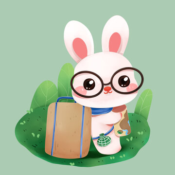 小清新可爱卡通旅行箱兔子