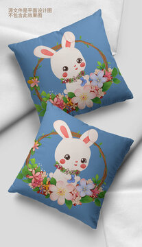 鲜花可爱动物兔子抱枕