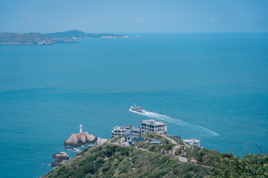 浙江舟山东极岛航拍全景