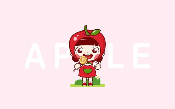 卡通蘋(píng)果女孩