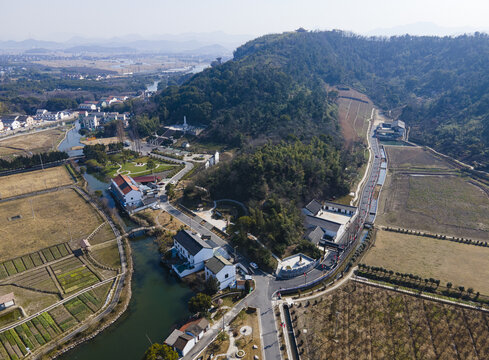 绍兴皋埠坝头山村航拍