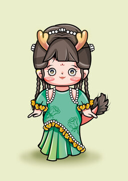 小龍女擬人美女Q版