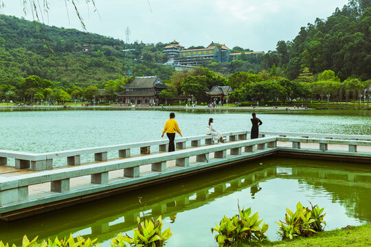 顺德顺峰山公园湖畔风光