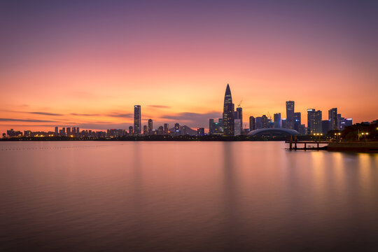 深圳湾后海天际线晚霞美景