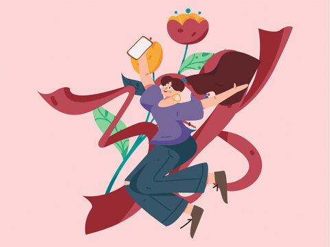 手繪婦女節(jié)母親節(jié)插畫85