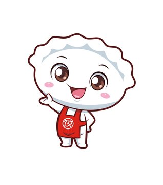 卡通可愛小餃子做邀請動作