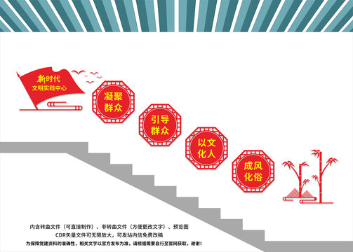 新時代文明實(shí)踐中心樓梯文化墻