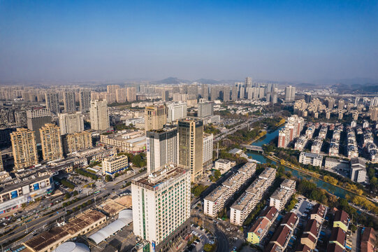 绍兴上虞城北城市风光航拍