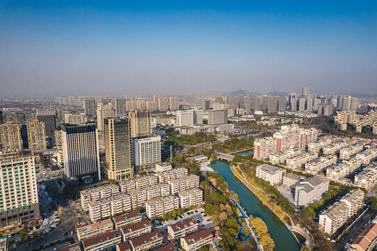 绍兴上虞城北城市风光航拍