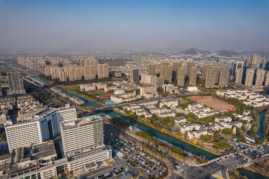 绍兴上虞城北城市风光航拍