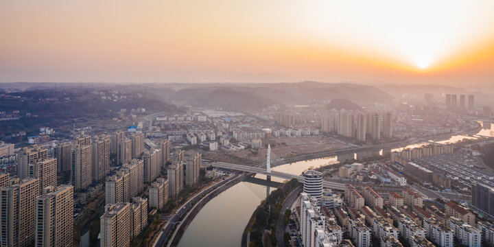 绍兴市新昌县城市风光航拍