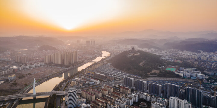 绍兴市新昌县城市风光航拍