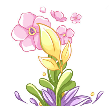 春季粉嫩花朵手繪插畫元素
