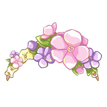春季粉嫩花朵發(fā)箍手繪插畫元素