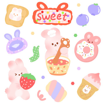 甜品小兔子手賬貼紙
