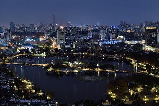 武汉紫阳阁公园城市风光夜景