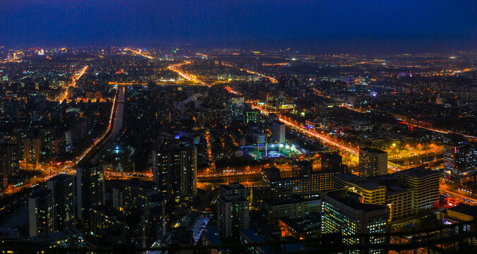 北京高空俯瞰夜景