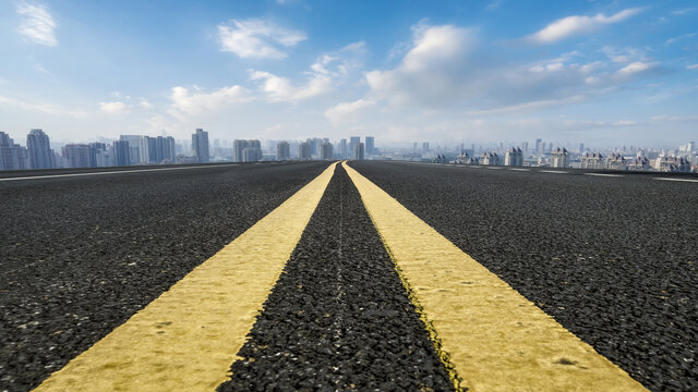 高速公路天际线和城市风光