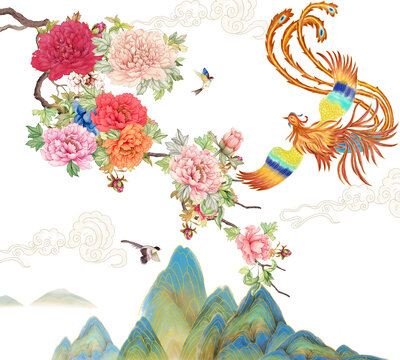 水彩牡丹插畫(huà)