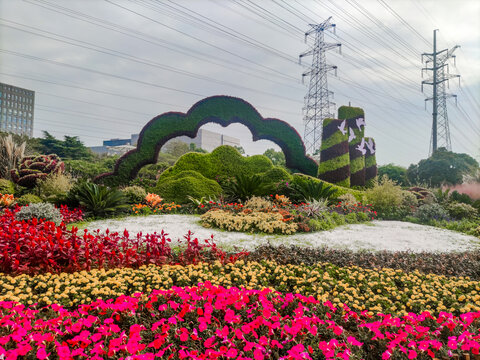 城市绿化雕塑主题花坛