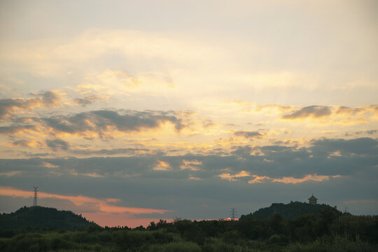 晚霞夕阳乡村