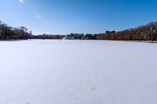 冬天雪后的中国沈阳北陵公园