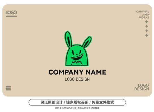 原创卡通坏笑兔logo