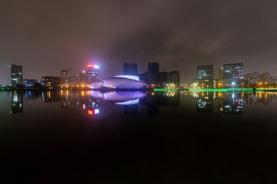 杭州金沙湖大剧院城市风光