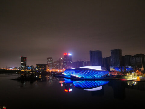 杭州金沙湖大剧院城市风光