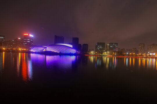 杭州金沙湖大剧院城市风光