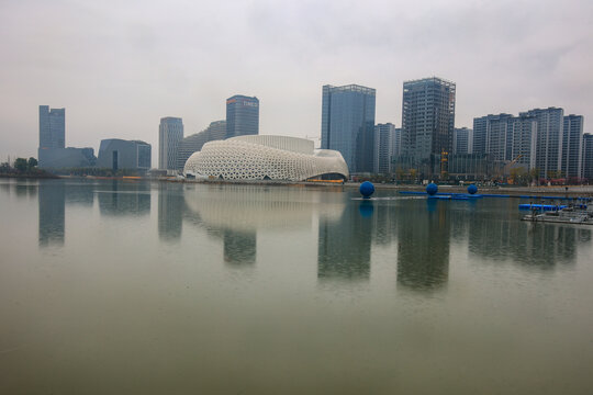 杭州金沙湖大剧院城市风光