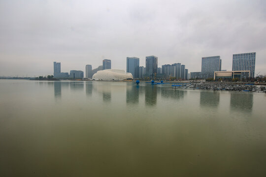 杭州金沙湖大剧院城市风光