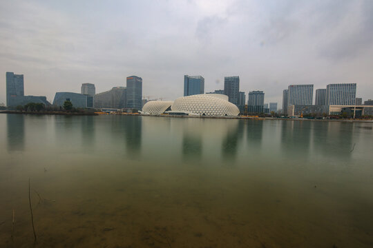 杭州金沙湖大剧院城市风光