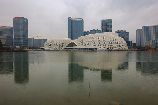 杭州金沙湖大剧院城市风光