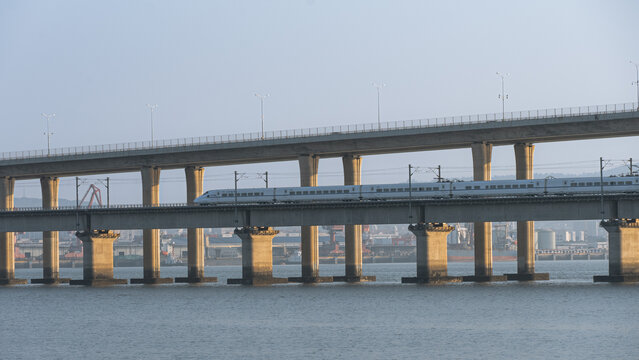 厦门集美十里长堤跨海大桥日落