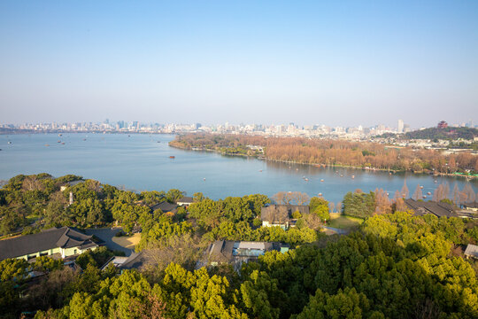 俯瞰视角杭州西湖