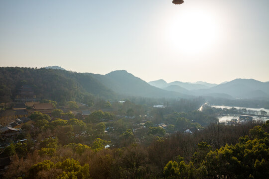 鸟瞰杭州西湖风景区