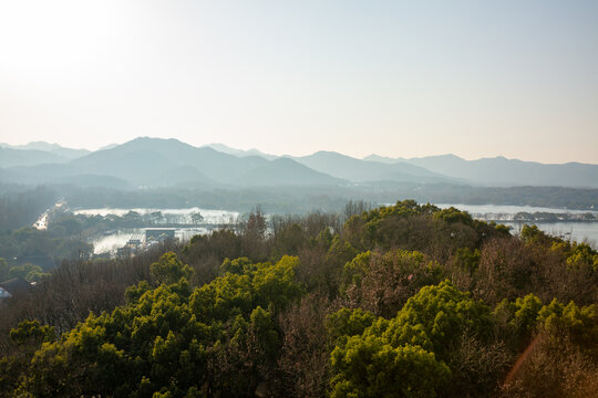 航拍杭州西湖风景区