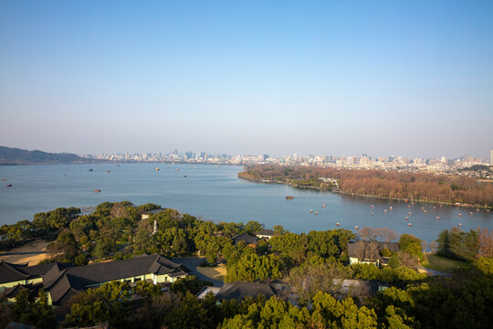 航拍杭州西湖景区