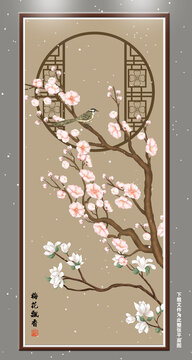工筆梅花花鳥(niǎo)圖