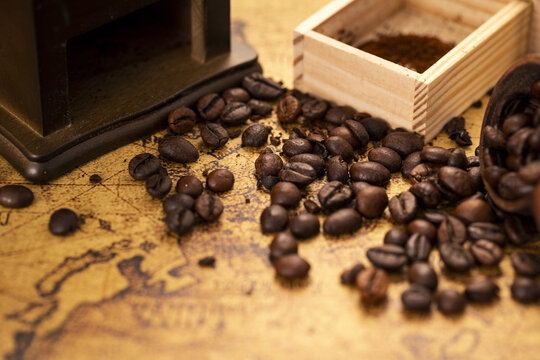 复古图上的咖啡豆