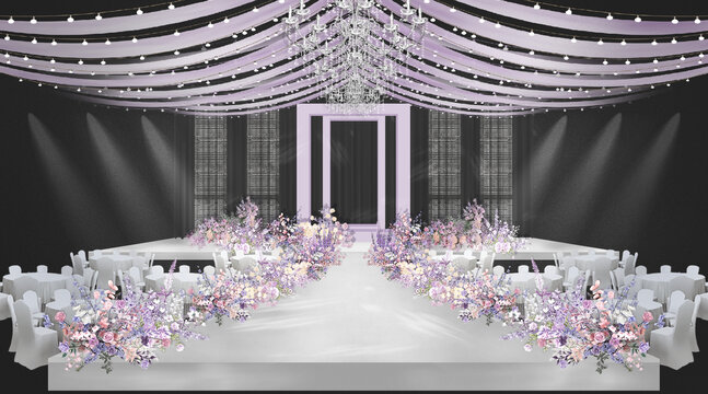 紫色水晶婚礼舞台效果图